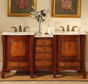 Asian Inspired Double Vanity With Cherry Finish From Silkroad Exclusive