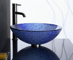 Blue Bits Glass Vessel Sink