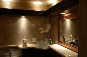 Dramatic Accent And Spotlighting Can Create An Amazing Ambiance In A Guest Bath