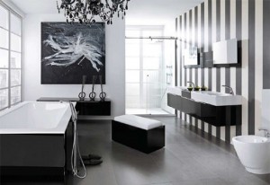 This Bathroom Aims For An Equal Balance Of Black And White And Hits The Mark Beautifully