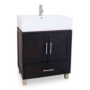 York Vessel Vanity With Preassembled Large White Porcelain Vessel Bowl by Lyn Design. York Vessel Vanity With Preassembled Large White Porcelain Vessel Bowl by Lyn Design.