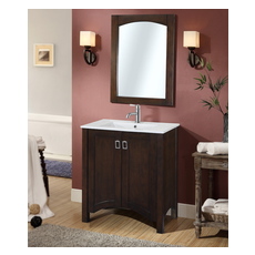 Bathroom Vanities InFurniture Modern Country Brown IN3430-BR 728028350630 Single Sink Vanities Under 30 Dark Brown With Top and Sink 25 
