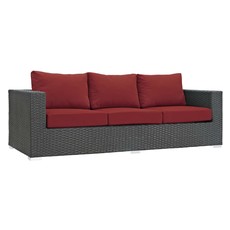 red couch and loveseat