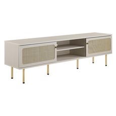white tv stand with doors