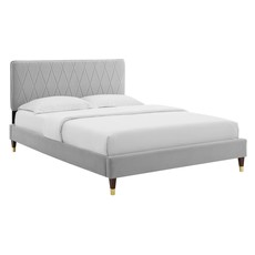 beige queen bed frame with storage
