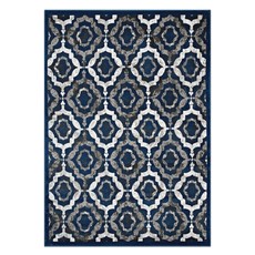 Rugs Modway Furniture Kalinda Ivory Moroccan Blue and Brown R-1128A-810 889654115489 Rugs Blue navy teal turquiose indig synthetics Olefin polyester po Area Rugs Area rugKids childre 