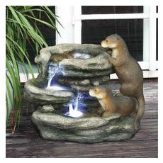 small outdoor fountains with lights