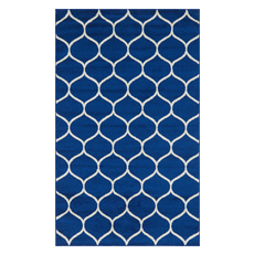 Rugs Unique Loom Rounded Trellis Frieze Polypropylene Navy Blue 3140854 Area Rugs Blue navy teal turquiose indig synthetics Olefin polyester po Rectangular Round 8x5 