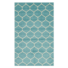 Rugs Unique Loom Rounded Trellis Frieze Polypropylene Light Blue 3140870 Area Rugs Blue navy teal turquiose indig synthetics Olefin polyester po Rectangular Round 8x5 