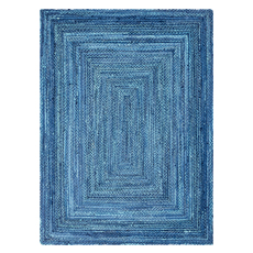 Rugs Unique Loom Braided Chindi 100% Cotton Blue 3142676 Area Rugs Blue navy teal turquiose indig Cotton denim Rectangular 12x9 
