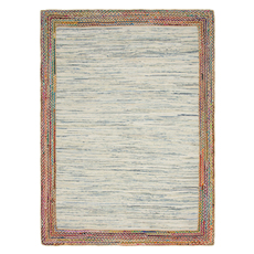 Rugs Unique Loom Striped Chindi Jute 90% Cotton and 10% Jute Ivory 3142863 Area Rugs Beige Blue navy teal turquiose Cotton denimJute and Sisal jut Rectangular 12x9 