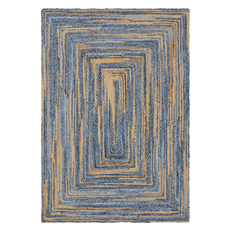 Rugs Unique Loom Braided Chindi 60% Cotton and 40% Jute Blue/Natural 3142928 Area Rugs Blue navy teal turquiose indig Cotton denimJute and Sisal jut Rectangular 9x6 