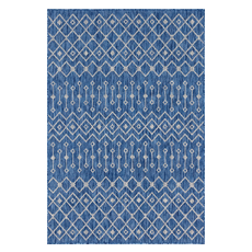 Rugs Unique Loom Outdoor Tribal Trellis Polypropylene Blue/Ivory 3145028 Area Rugs Blue navy teal turquiose indig synthetics Olefin polyester po Area Rugs Area rugOutdoor Octagons Rectangular 9x6 