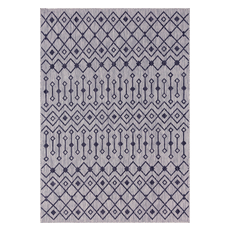 Rugs Unique Loom Outdoor Tribal Trellis Polypropylene Light Gray/Blue 3145035 Area Rugs Blue navy teal turquiose indig synthetics Olefin polyester po Area Rugs Area rugOutdoor Octagons Rectangular 10x7 