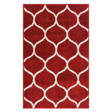 Rugs Unique Loom Rounded Trellis Frieze Polypropylene Red 3146728 Area Rugs Red Burgundy ruby synthetics Olefin polyester po Rectangular Round 3x2 