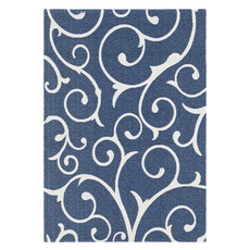 Rugs Unique Loom Scroll Decatur 100% Recycled Cotton Navy Blue/Ivory 3148095 Area Rugs Blue navy teal turquiose indig Cotton denim Rectangular 6x4 