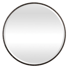 round bathroom mirror with wooden frame