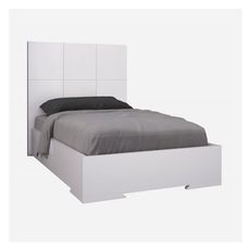 cream bed frame with headboard