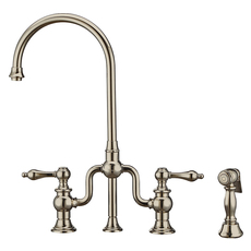 stainless steel kitchen sink with bronze faucet
