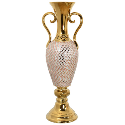 Vases-Urns-Trays-Finials AFD Porcelain Gold Rose Crystal CS-CV9090-295-C 876225001241 Accessories/Vases Urns And Bow Gold Urns Vases Ceramic Crystal Porcelain 0-20 20-50 Complete Vanity Sets 