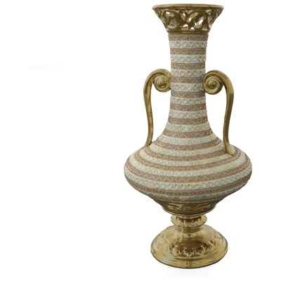 Vases-Urns-Trays-Finials AFD Porcelain Gold Amber White CS-CV9468-21-CA 876225001258 Accessories/Vases Urns And Bow Gold White snow Urns Vases Porcelain 0-20 20-50 Complete Vanity Sets 