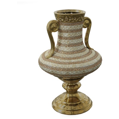 Vases-Urns-Trays-Finials AFD Porcelain Gold Amber White CS-CV9469-15-CA 876225001265 Accessories/Vases Urns And Bow Gold White snow Urns Vases Porcelain 0-20 Complete Vanity Sets 