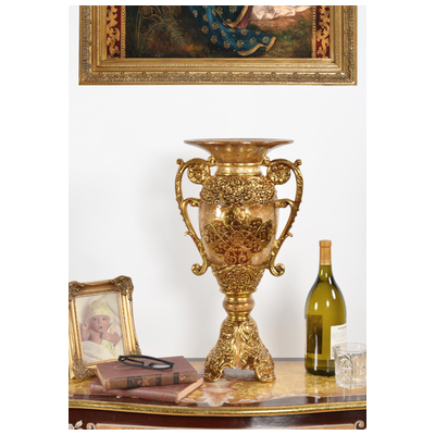 Vases-Urns-Trays-Finials AFD Poly Resin Antiqued Gold Multicolored CS-DS11072-23-S 876225001661 Accessories/Vases Urns And Bow Gold Urns Vases Ceramic poly resin POLYRESIN R 0-20 20-50 Complete Vanity Sets 