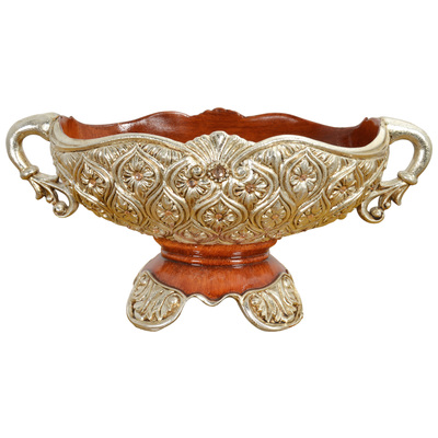 Vases-Urns-Trays-Finials AFD Poly Resin Wood Silver Amber CS-DS11473-17-S 815781027852 Accessories/Vases Urns And Bow Brown sableSilver Urns Vases poly resin POLYRESIN Resin 0-20 Complete Vanity Sets 