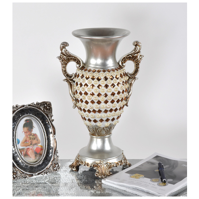 Vases-Urns-Trays-Finials AFD Fiberglass Resin Glass Cryst Silver Rose White HCF-CF1071 815781024707 Accessories/Vases Urns And Bow Silver White snow Urns Vases Crystal Fiberglass Glass poly 0-20 20-50 50-90 Complete Vanity Sets 