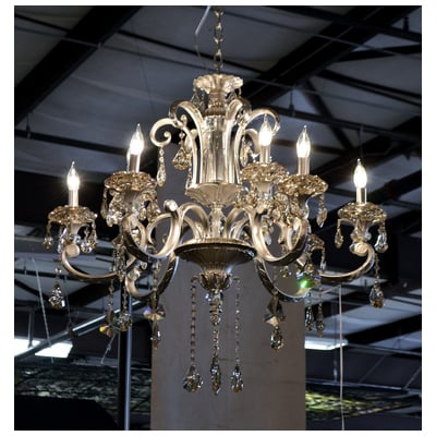 Chandelier AFD Cast Metal Crystal Champagne Silver Hues Crystal L-HY-5047-6+3 810110390522 Chandeliers Silver 5 to 8 Light 5-light 5 light 5 Complete Vanity Sets 