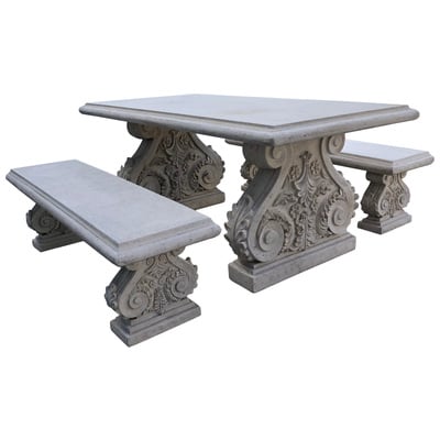 Outdoor Tables AFD Sand Resin Fiberglass Cut Stone Sand Stone T-070402/403-RS 815781021157 Outdoor/Patio Cream beige ivory sand nude Cut Stone Complete Vanity Sets 