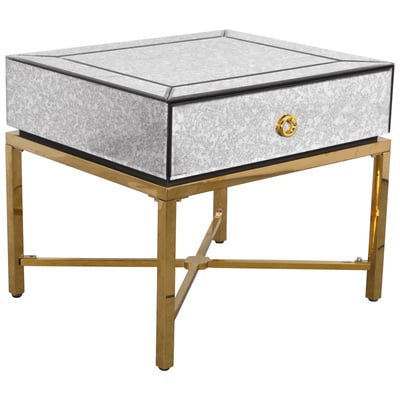 AFD Accent Tables, gold, , Glass Tables,glassMirror Tables,MirrorAccent Tables,accentSide Tables,side, Complete Vanity Sets, Gold, Antique Mirrored Affect, Mirror, Mdf, remove, 815781026718, ZGG-JS-1652-C
