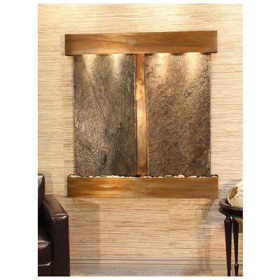 Indoor Fountains Adagio Aspen Falls Rustic Copper GreenNatural Slate Wall AFS1002 6091203586679 BlackebonyGreenemeraldteal Wall Small Copper Complete Vanity Sets 