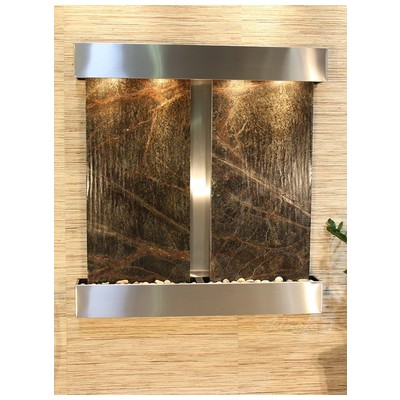 Indoor Fountains Adagio Aspen Falls Stainless Steel GreenMarble Wall AFS2005 764753338666 BlackebonyGreenemeraldteal Wall Small Stainless Steel Antique Bronze Complete Vanity Sets 