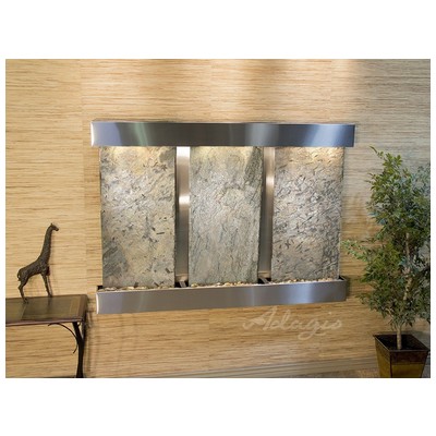 Indoor Fountains Adagio Olympus Falls Stainless Steel GreenNatural Slate Wall OFS2002 764753339298 BlackebonyGreenemeraldteal Wall Small Stainless Steel Antique Bronze Complete Vanity Sets 