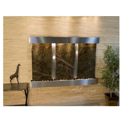 Indoor Fountains Adagio Olympus Falls Stainless Steel GreenMarble Wall OFS2005 764753339366 BlackebonyGreenemeraldteal Wall Small Stainless Steel Antique Bronze Complete Vanity Sets 