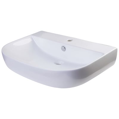 Alfi Wall Mount Sinks, Whitesnow, Oval, Porcelain, White, Complete Vanity Sets, White, Modern, Indoor, Porcelain, Wall Mount, Bathroom Sink, 811413023247, AB112