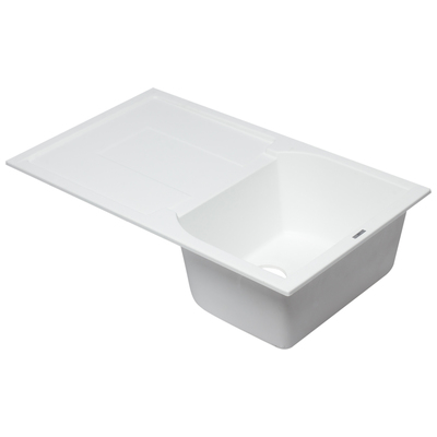 Single Bowl Sinks Alfi Kitchen Granite Composite White White Drop In AB1620DI-W 811413025203 Kitchen Sink Whitesnow Drop-In Single White Arctic White 