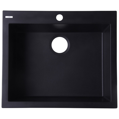 Single Bowl Sinks Alfi Kitchen Granite Composite Black Black Drop In AB2420DI-BLA 811413023414 Kitchen Sink Blackebony Drop-In Single Black 