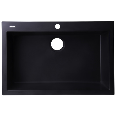 Single Bowl Sinks Alfi Kitchen Granite Composite Black Black Drop In AB3020DI-BLA 811413023292 Kitchen Sink Blackebony Drop-In Single Black 