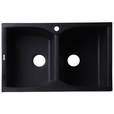 Double Bowl Sinks Alfi Kitchen Granite Composite Black Black Drop In AB3220DI-BLA 811413023506 Kitchen Sink Blackebony Colors White Black Blue Gray Drop-In Complete Vanity Sets 