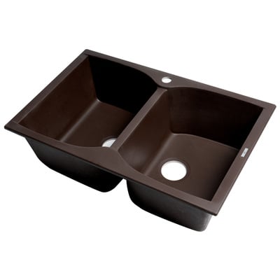 Double Bowl Sinks Alfi Granite Composite Chocolate Drop In AB3220DI-C 811413028181 Kitchen Sink Chocolate EspressoColors White Drop-In 