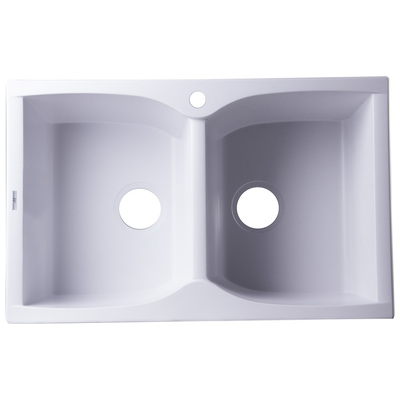 Double Bowl Sinks Alfi Kitchen Granite Composite White White Drop In AB3220DI-W 811413023483 Kitchen Sink Whitesnow Colors White Black Blue Gray Drop-In Complete Vanity Sets 