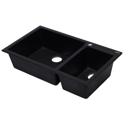 Double Bowl Sinks Alfi Kitchen Granite Composite Black Black Drop In AB3319DI-BLA 811413025135 Kitchen Sink Blackebony Colors White Black Blue Gray Drop-In Complete Vanity Sets 