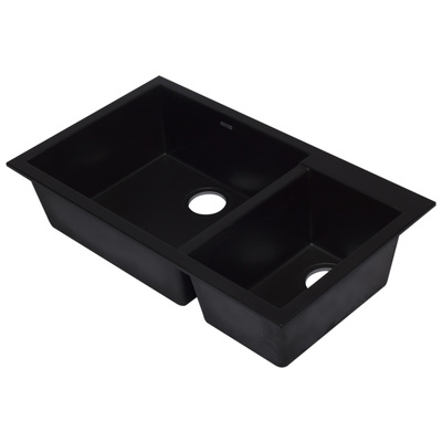 Double Bowl Sinks Alfi Kitchen Granite Composite Black Black Under Mount AB3319UM-BLA 811413025166 Kitchen Sink Blackebony Colors White Black Blue Gray Undermount Complete Vanity Sets 