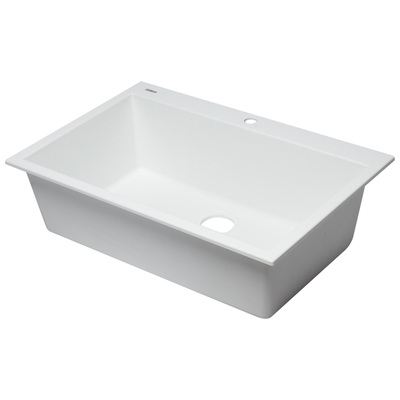 Single Bowl Sinks Alfi Kitchen Granite Composite White White Drop In AB3322DI-W 811413024992 Kitchen Sink Whitesnow Drop-In Single White Arctic White 