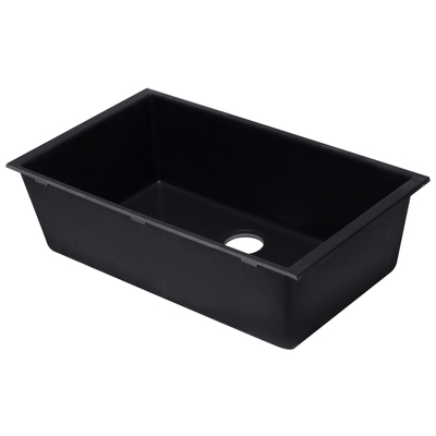 Single Bowl Sinks Alfi Kitchen Granite Composite Black Black Under Mount AB3322UM-BLA 811413025043 Kitchen Sink Blackebony Undermount Single Black 