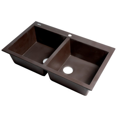 Double Bowl Sinks Alfi Granite Composite Chocolate Drop In AB3420DI-C 811413028259 Kitchen Sink Chocolate EspressoColors White Drop-In 