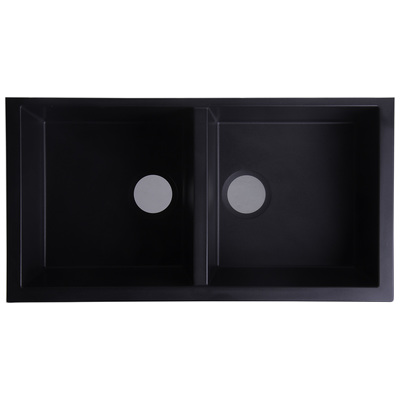 Double Bowl Sinks Alfi Kitchen Granite Composite Black Black Under Mount AB3420UM-BLA 811413023384 Kitchen Sink Blackebony Colors White Black Blue Gray Undermount Complete Vanity Sets 