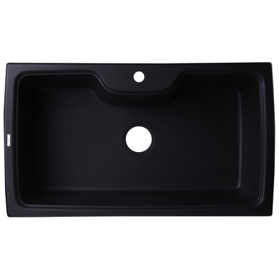 Single Bowl Sinks Alfi Kitchen Granite Composite Black Black Drop In AB3520DI-BLA 811413023476 Kitchen Sink Blackebony Drop-In Single Black 